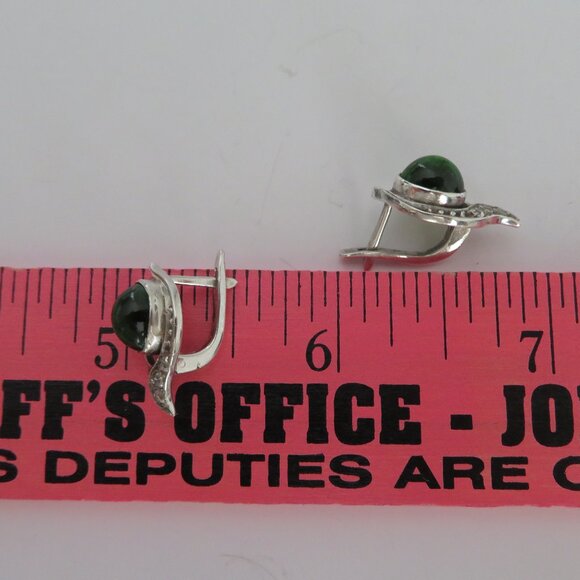 NATURAL Chrome Diopside Sterling Silver Curved Leaves Design Earrings - Picture 14 of 15